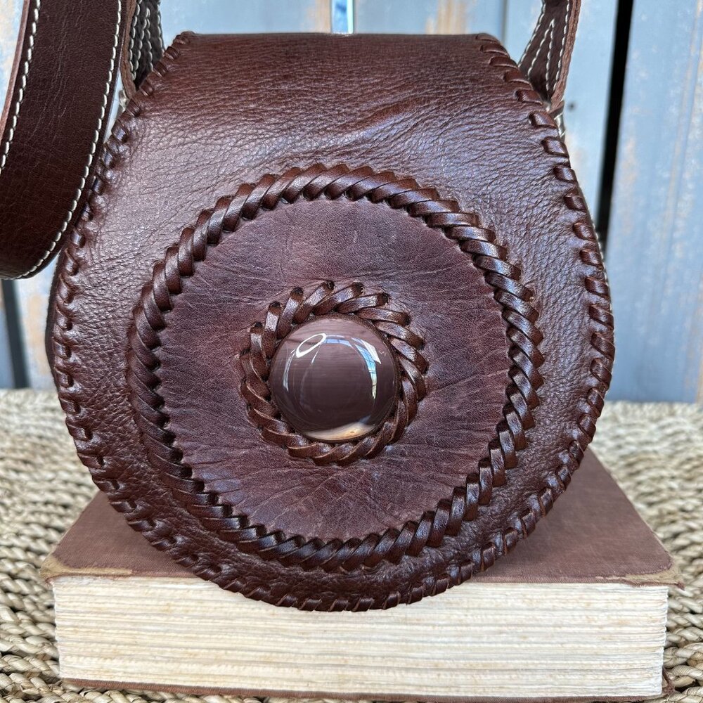 Frye Whipstitch Embellished Circular Flap Crossbody - Picture 2 of 15